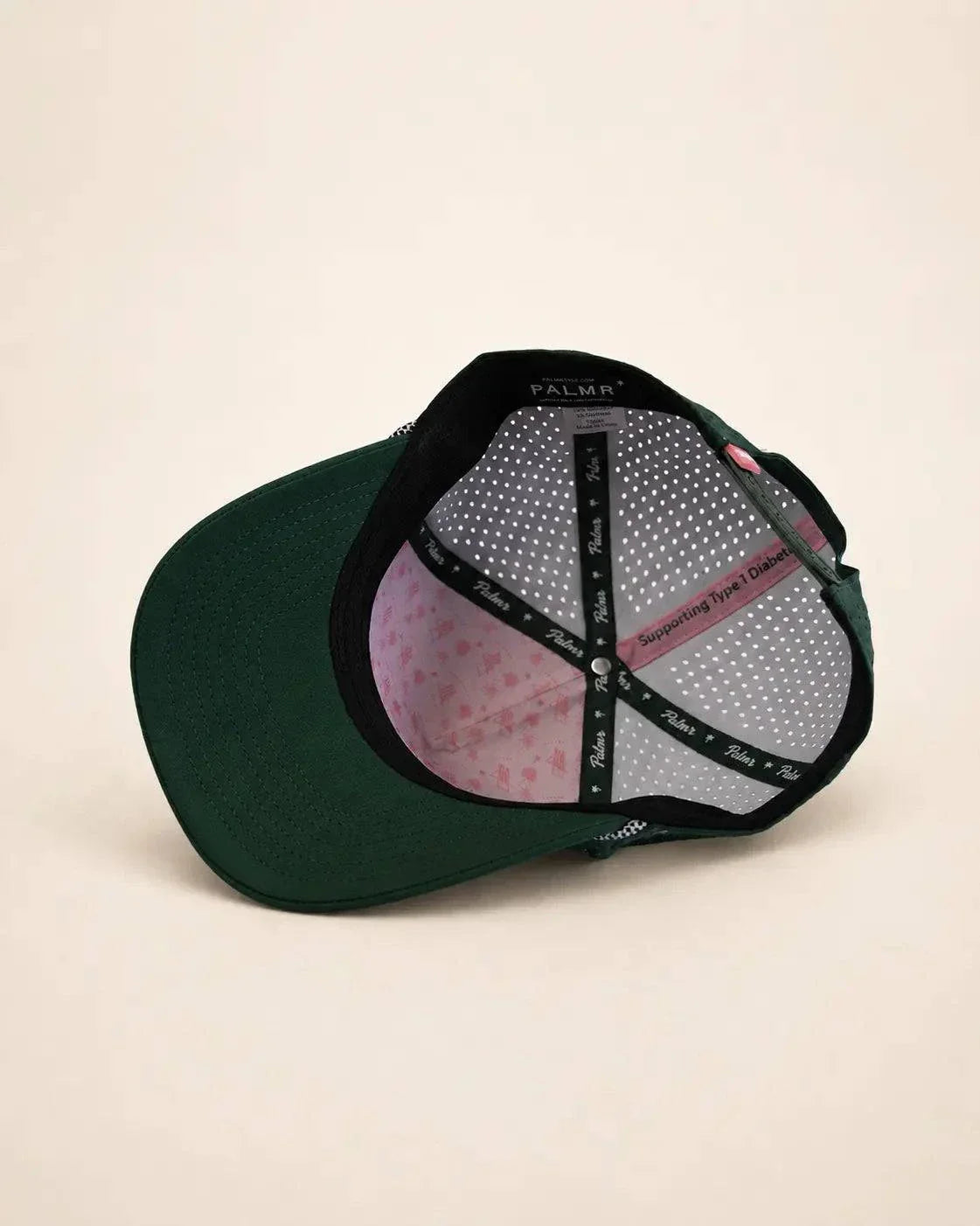Green ORL Signature Hat with white raised letters and palm detail, Orlando pride 407 Hat
