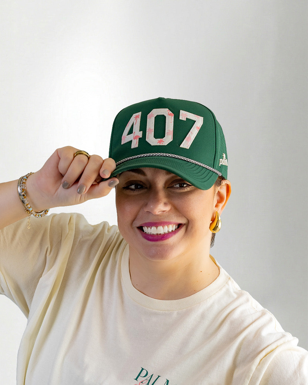 Palmr Style 407 orlando rope hat dark green palm tree snapback