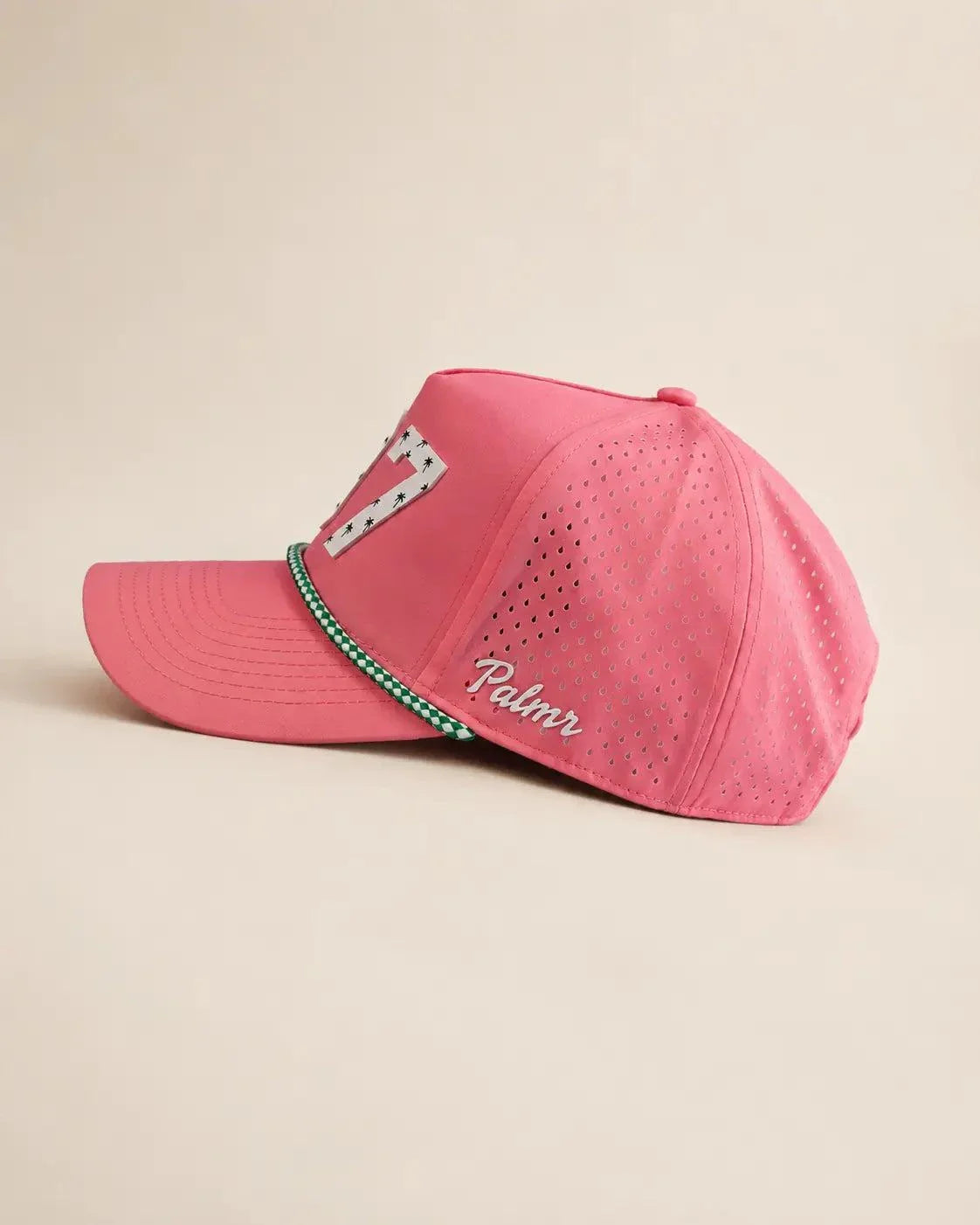 Pink 407 Hat with Orlando area code and palm design, water-resistant and stylish for Florida heat