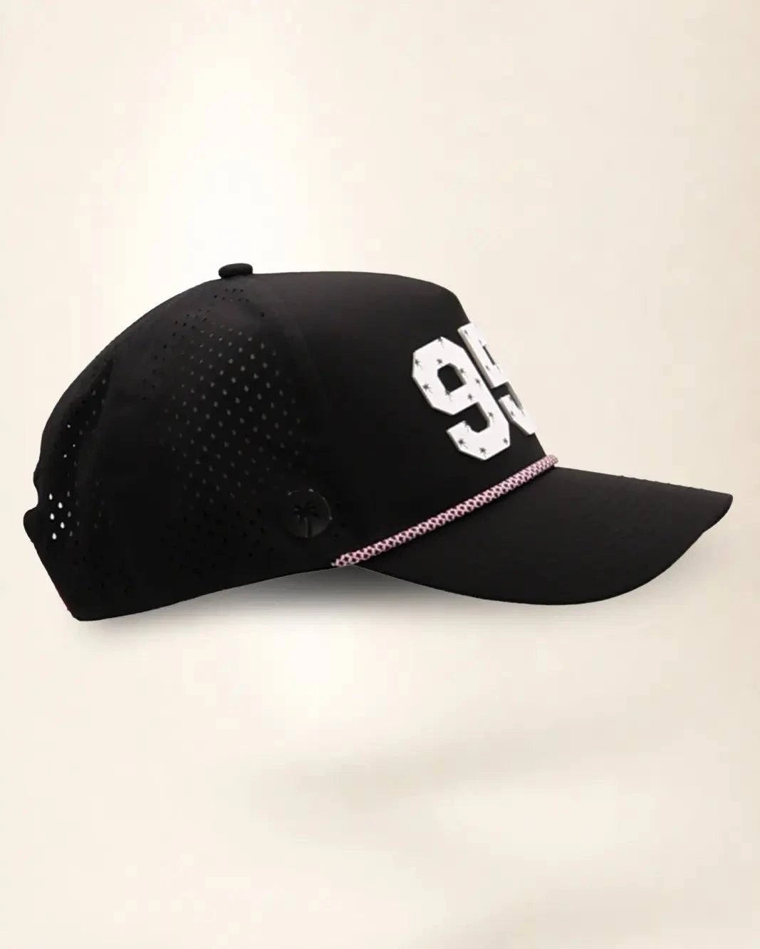 Black 954 hat with palm design, water-resistant and stylish for Florida heat