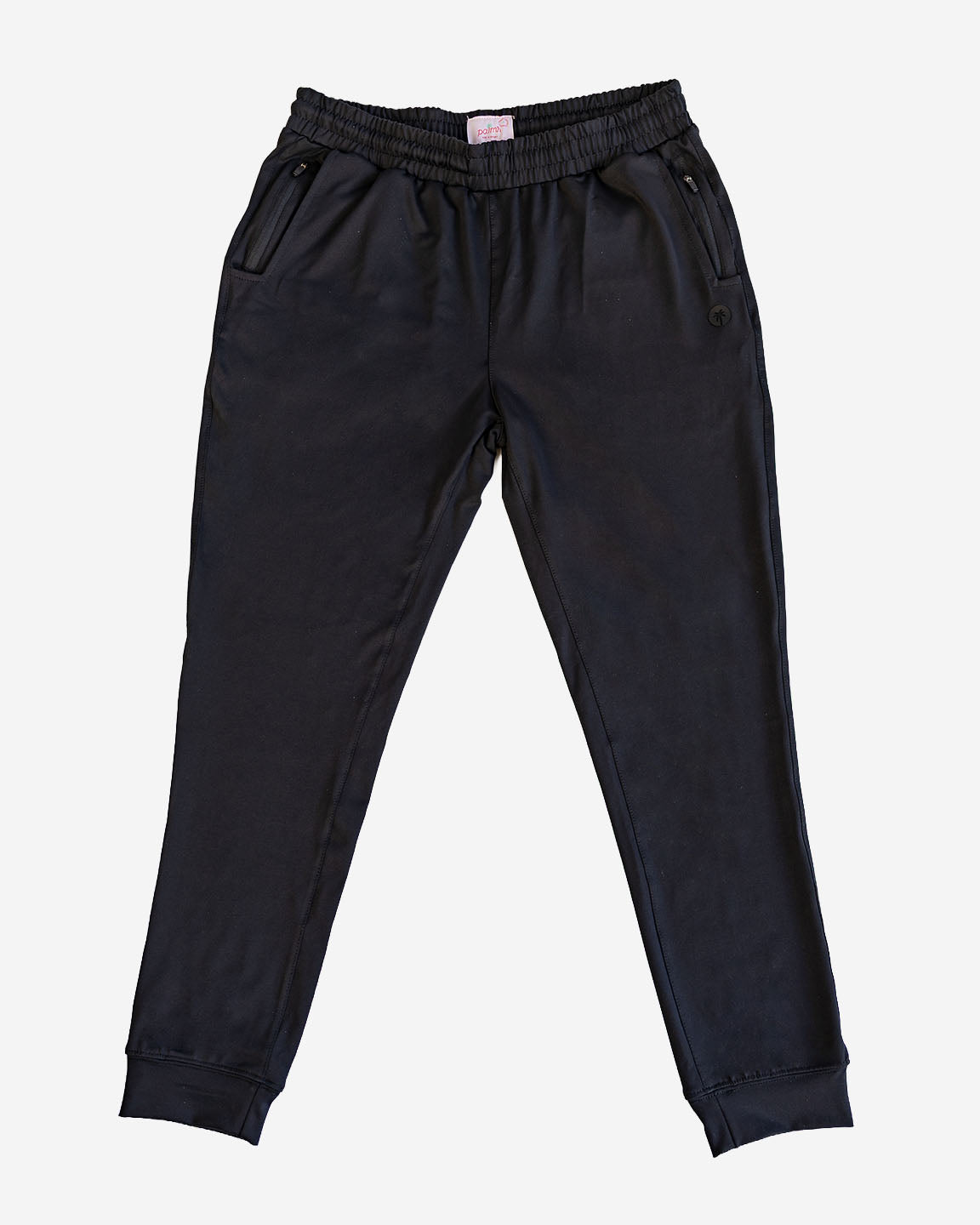 Black pants on a light gray background