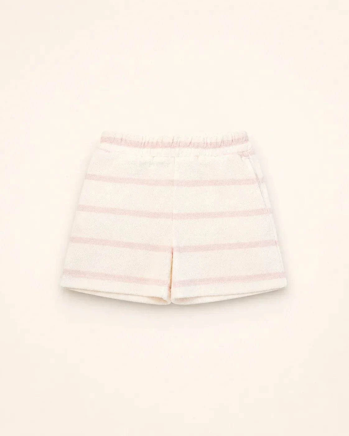 The Cabana Pink Stripe Girl's Shorts with pull-on waist and hidden insulin pump pocket