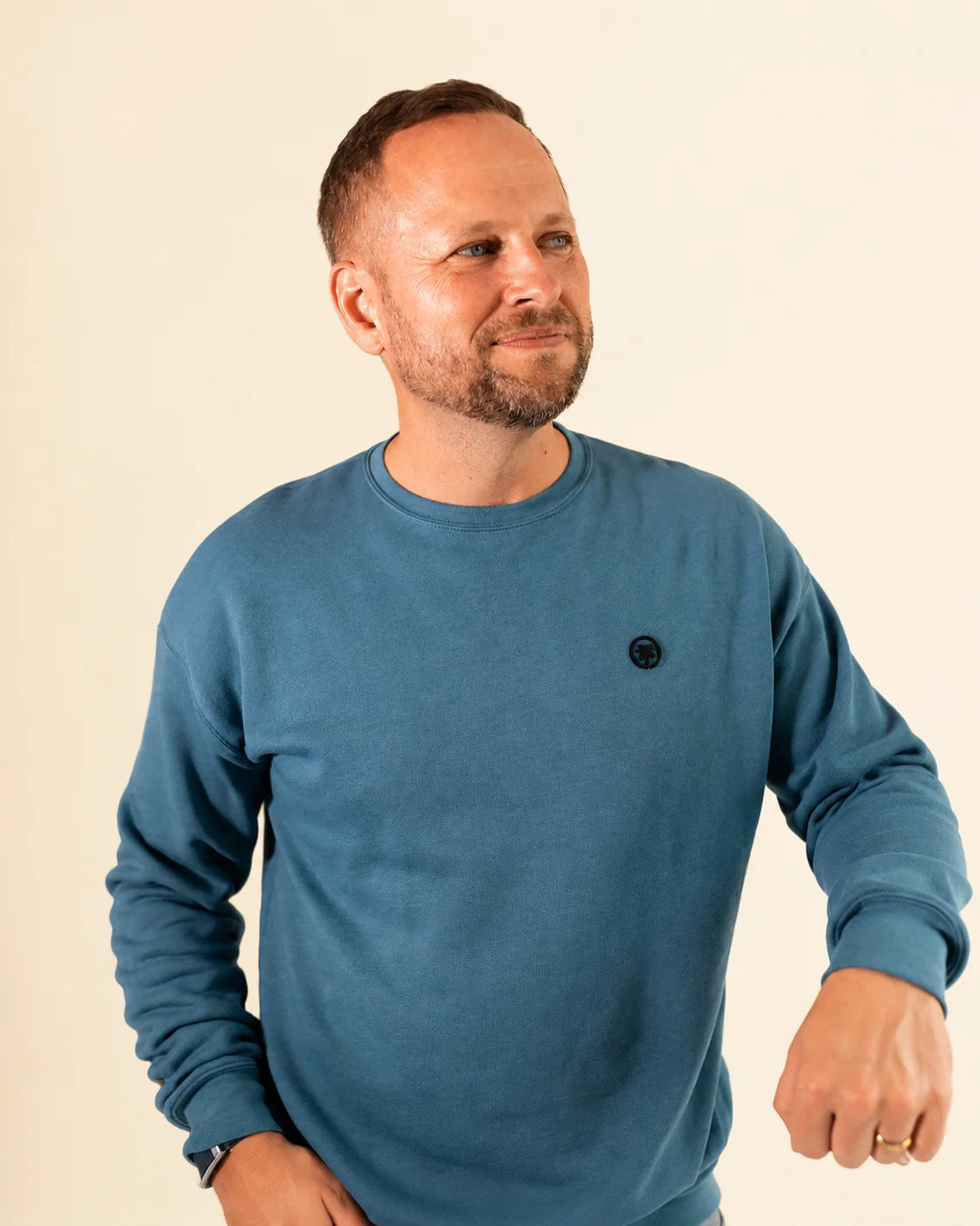 The Cloud Embrace Crewneck Sweatshirt - Deep Teal — view 3 | Palmr Style