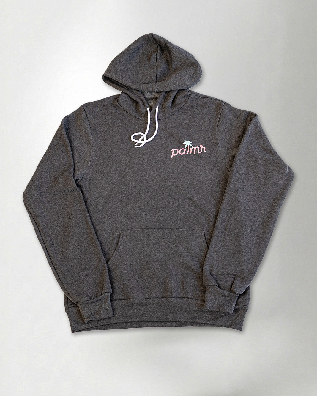 A hoodie with a Palmr logo against a plain background.