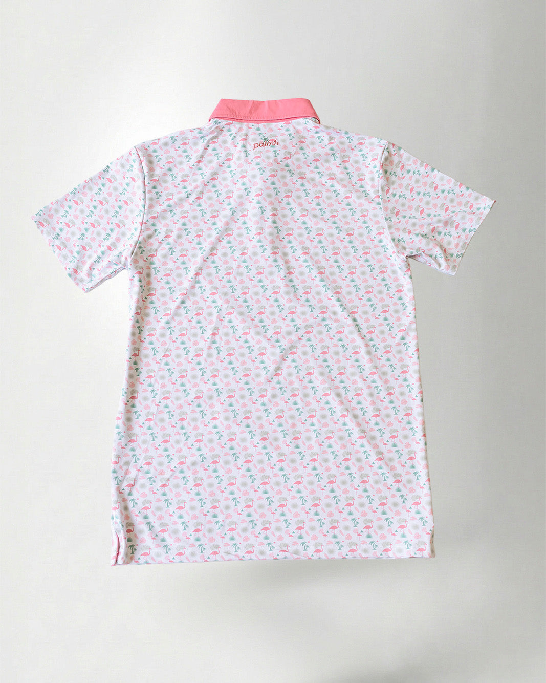 Palmr Style Mens Flamingo Sunrise Polos White Palm Tree Resort Wear Self-care T1D type 1 diabetesPalmr Style Mens Flamingo Sunrise Polos White Palm Tree Resort Wear Self-care T1D type 1 diabetes