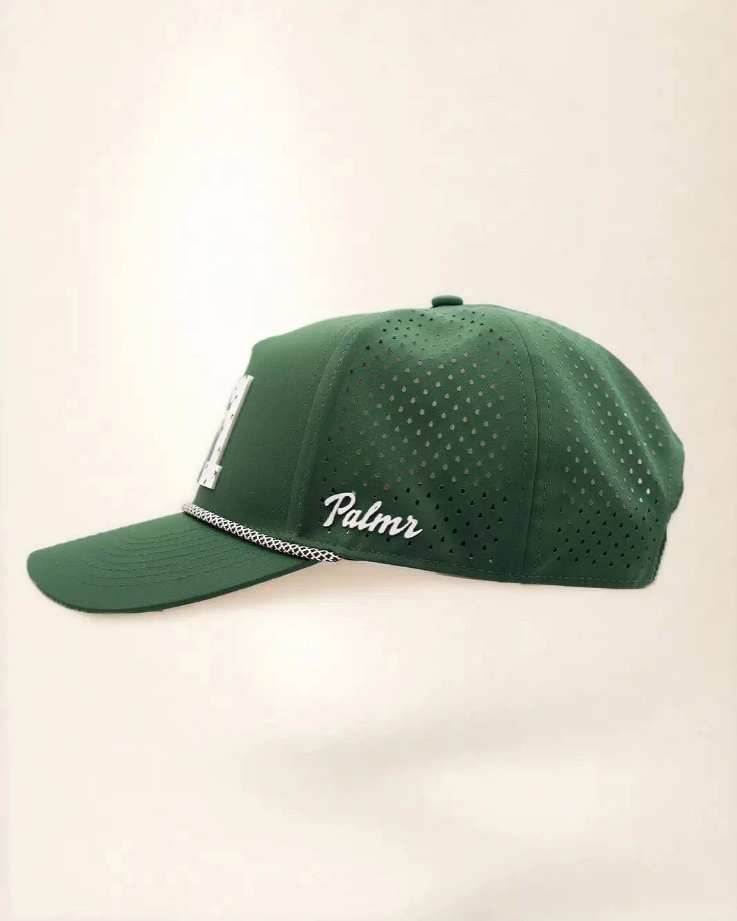 Green 561 hat with palm design, water-resistant and stylish for Florida heat