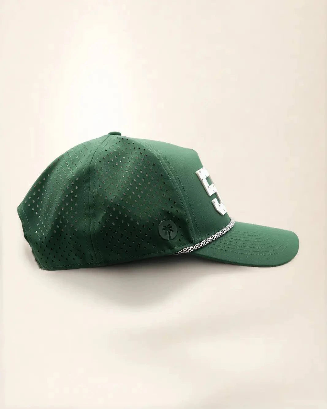 Green 561 hat with palm design, water-resistant and stylish for Florida heat