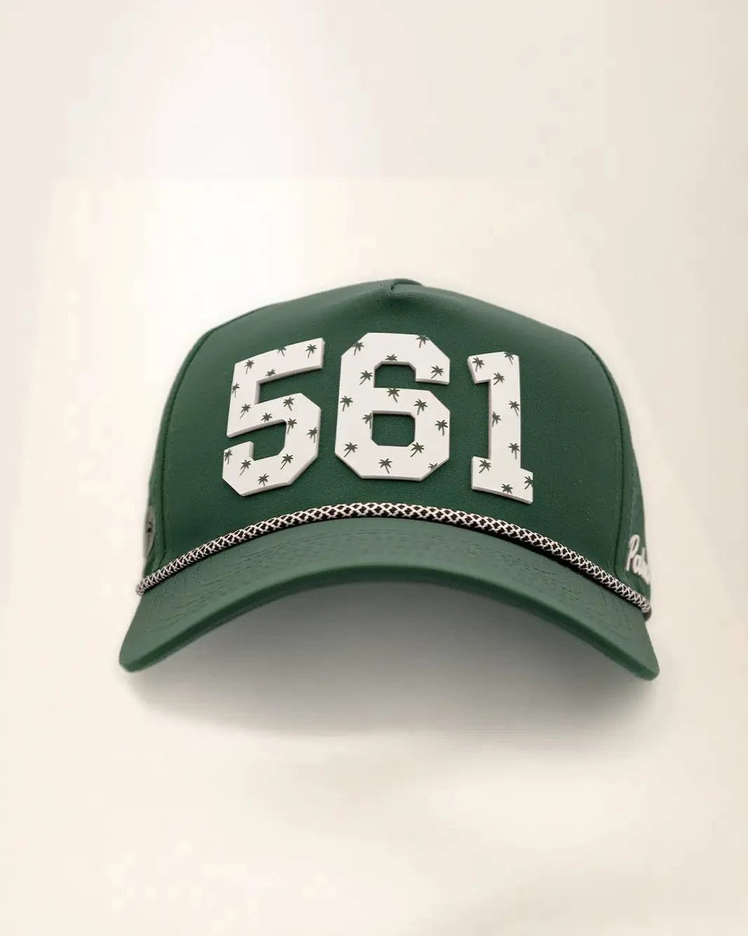 Green 561 hat with palm design, water-resistant and stylish for Florida heat
