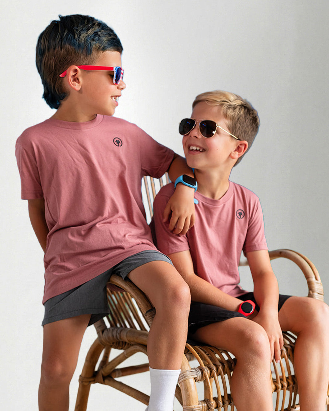 Palmr Style Kids Hyper Tee Shirt Mauve Triblend Soft Short Sleeve Palm Tree Resort wear Self-Care