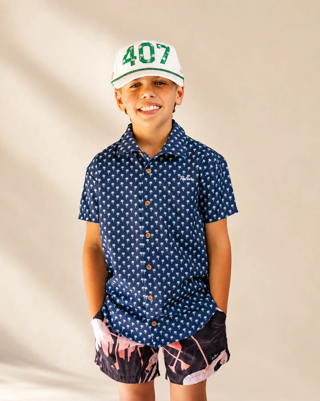 The Indigo Palm Kids Button Up — view 3 | Palmr Style