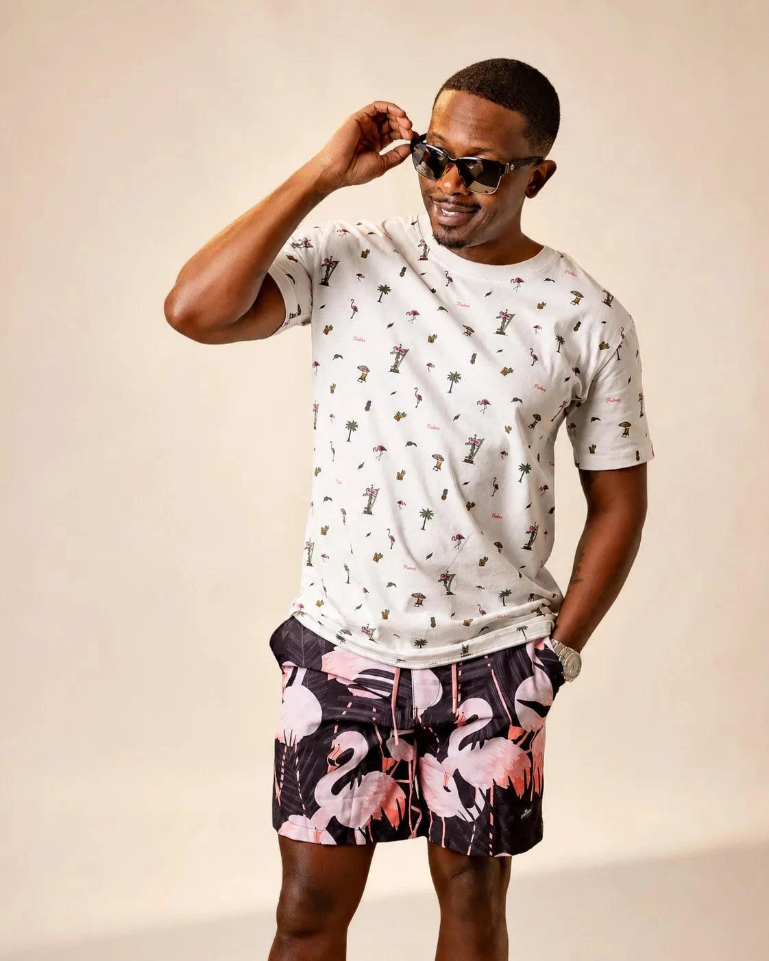 The Night Flamingo Hybrid Swim Shorts — view 4 | Palmr Style