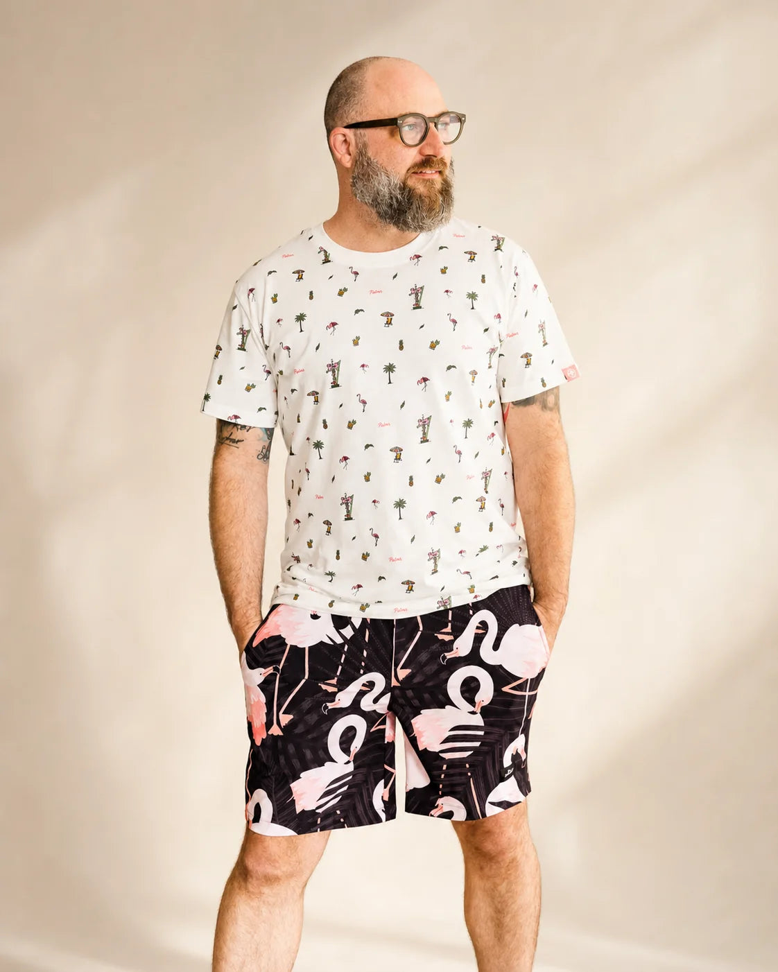 The Night Flamingo Hybrid Swim Shorts — view 2 | Palmr Style