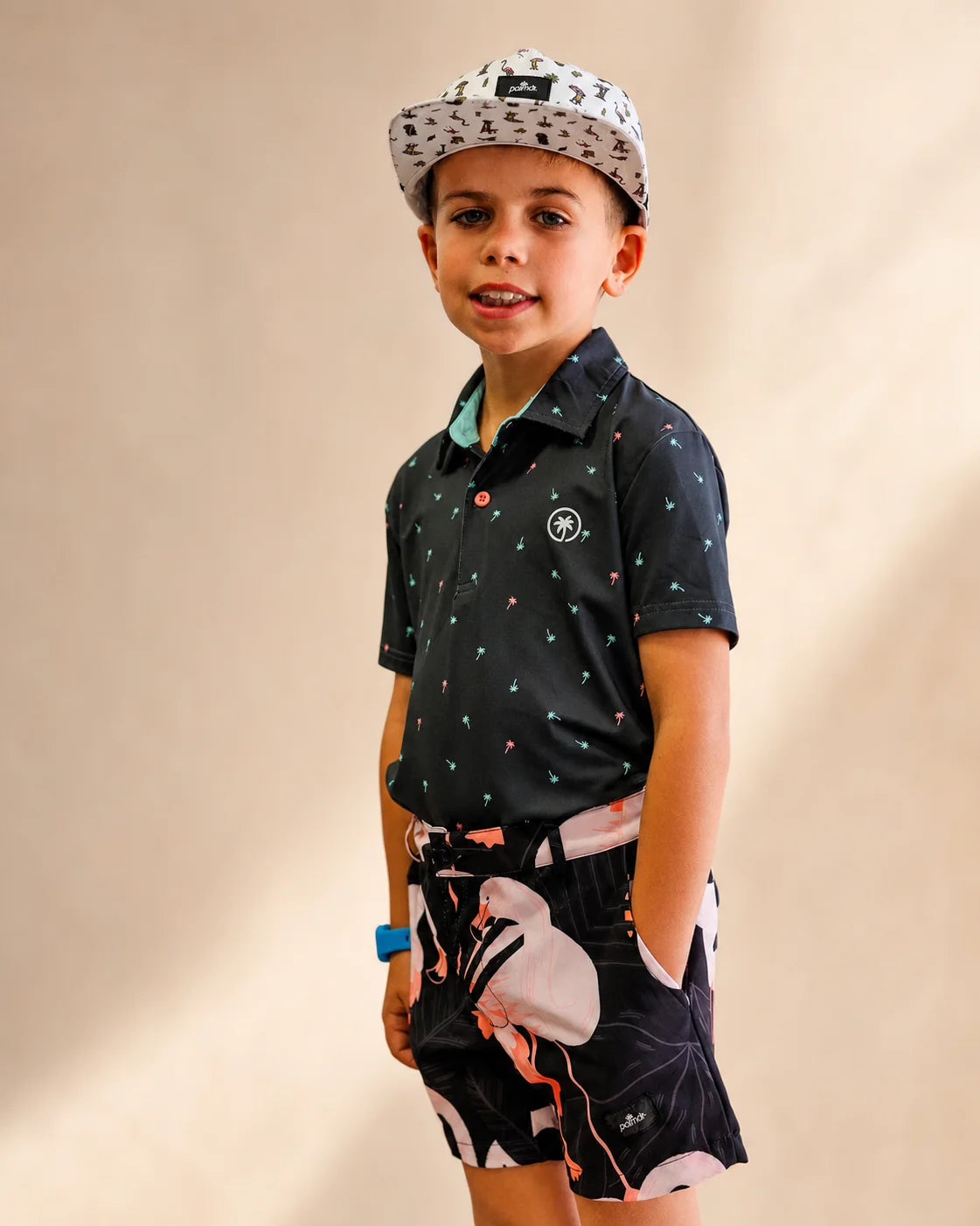 The Night Flamingo Kids Hybrid Swim Shorts — view 5 | Palmr Style