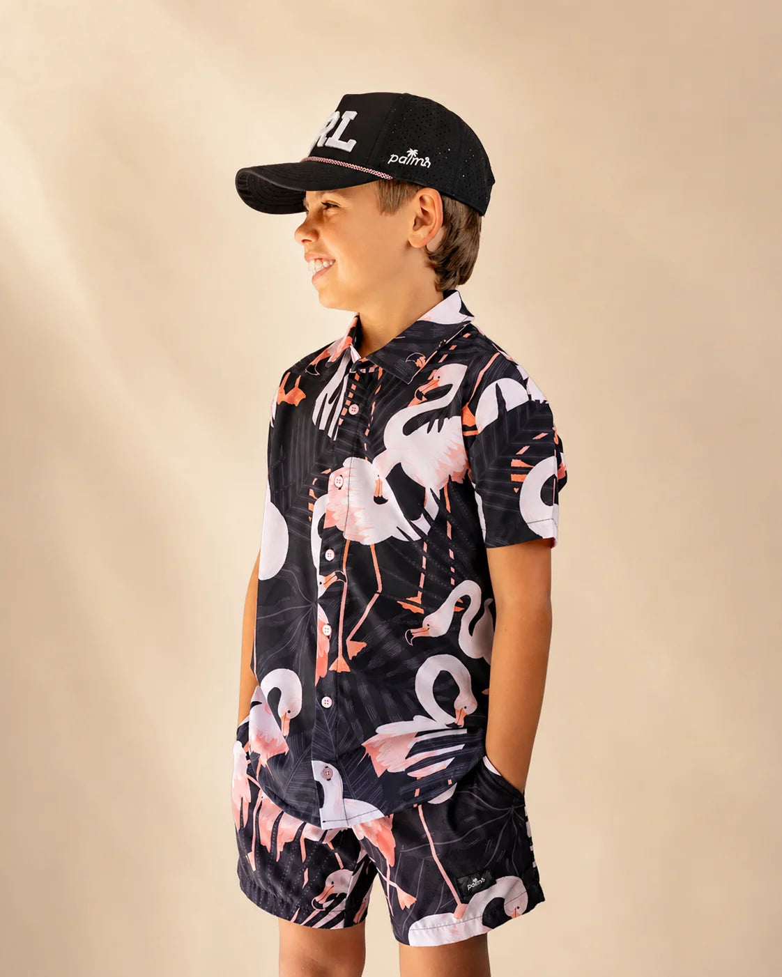 The Night Flamingo Kids Button Up — view 4 | Palmr Style