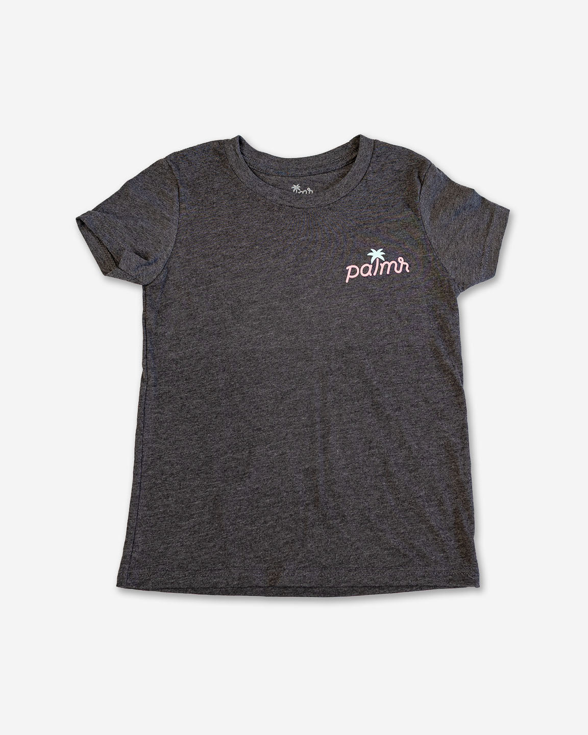 Gray t-shirt with a logo on a white background