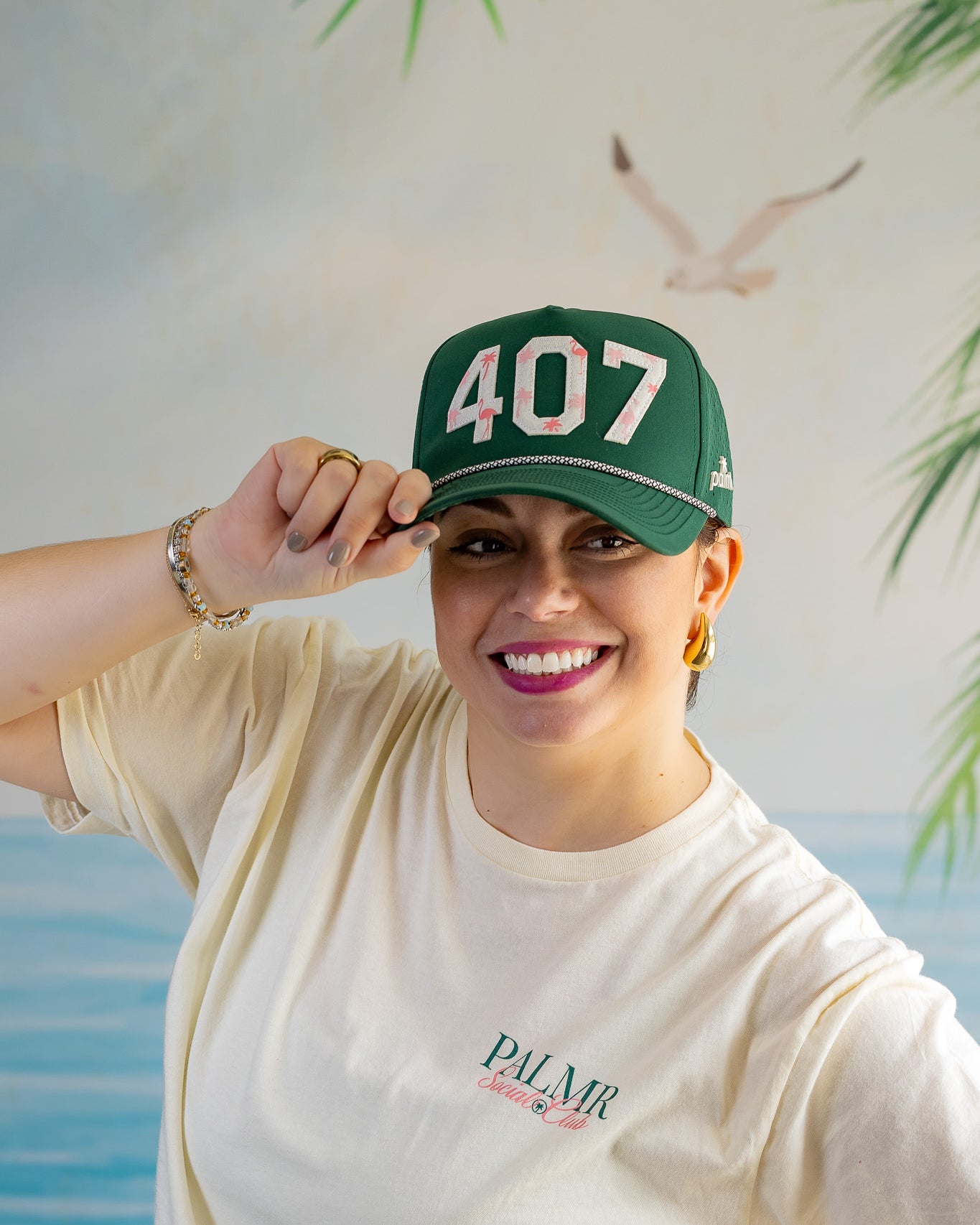 Palmr Style 407 orlando rope hat dark green palm tree snapback