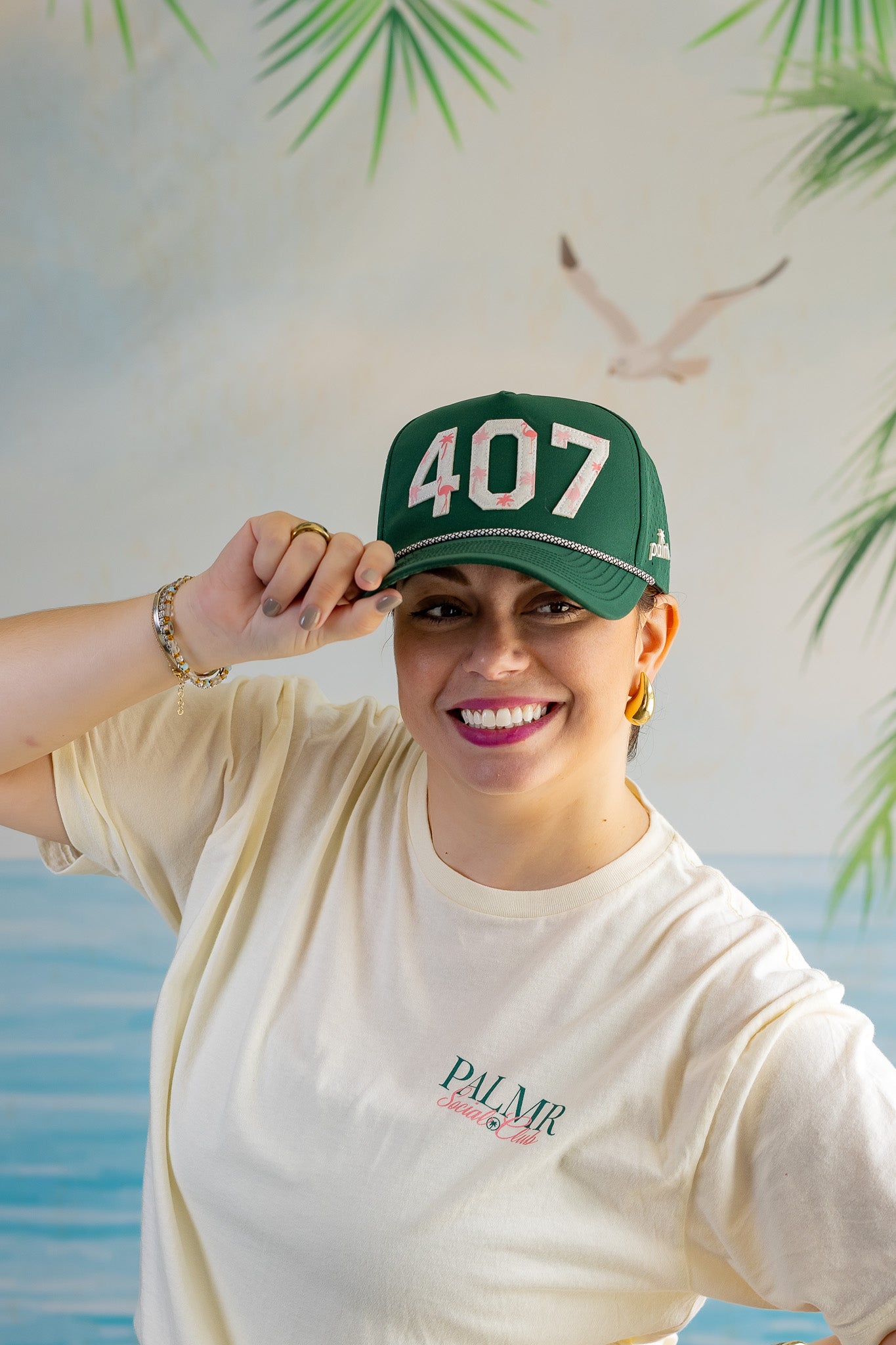 Palmr Style 407 orlando rope hat dark green palm tree snapback