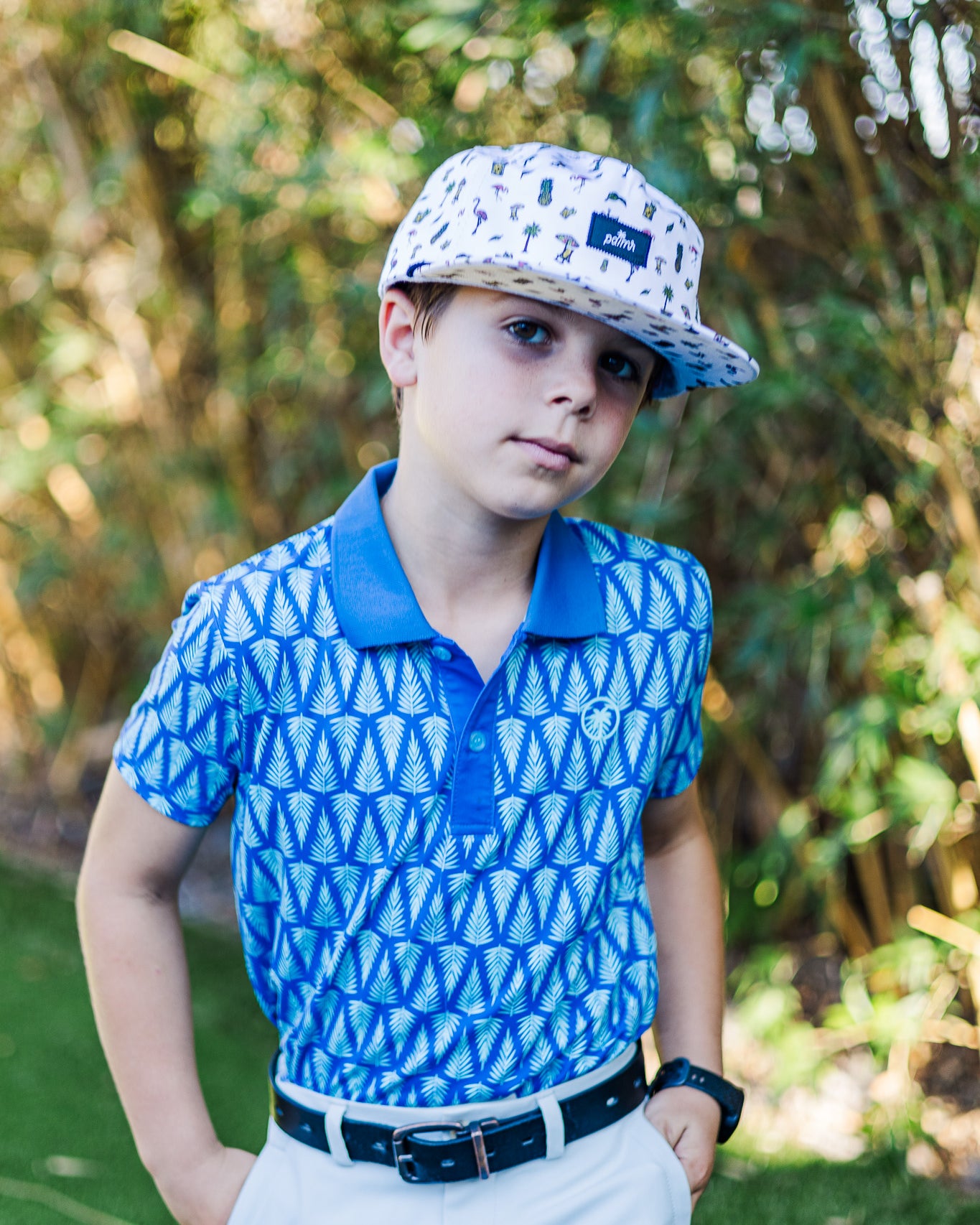 Palmr Style kids T1D Drive Polos Blue Palm Resort Wear Self-care T1D type1diabetes