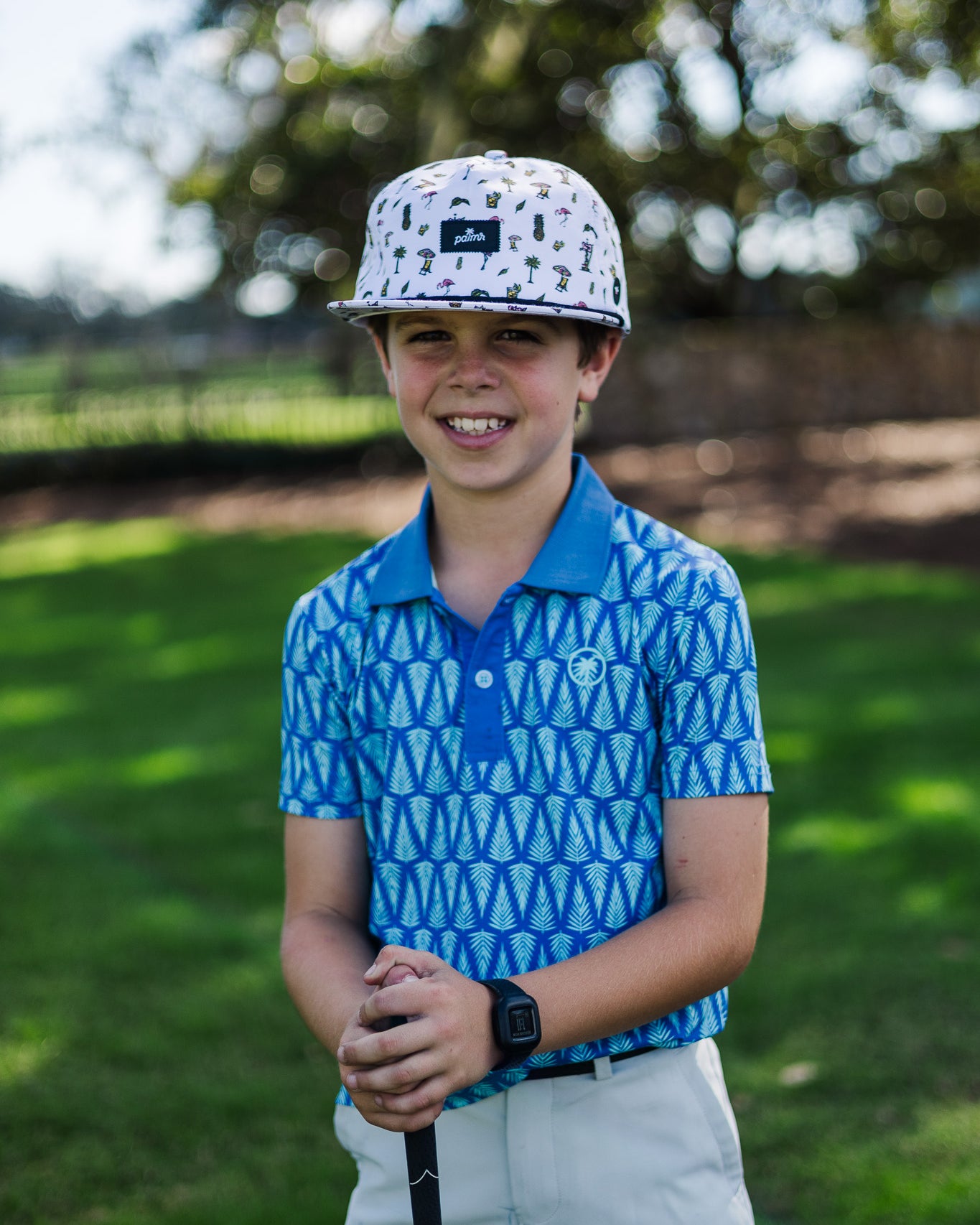 Palmr Style kids T1D Drive Polos Blue Palm Resort Wear Self-care T1D type1diabetes