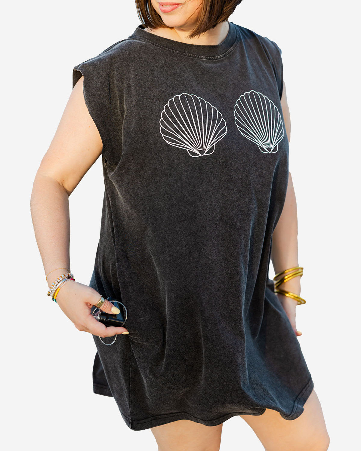 Palmr Style Beachcomber coverup shells black