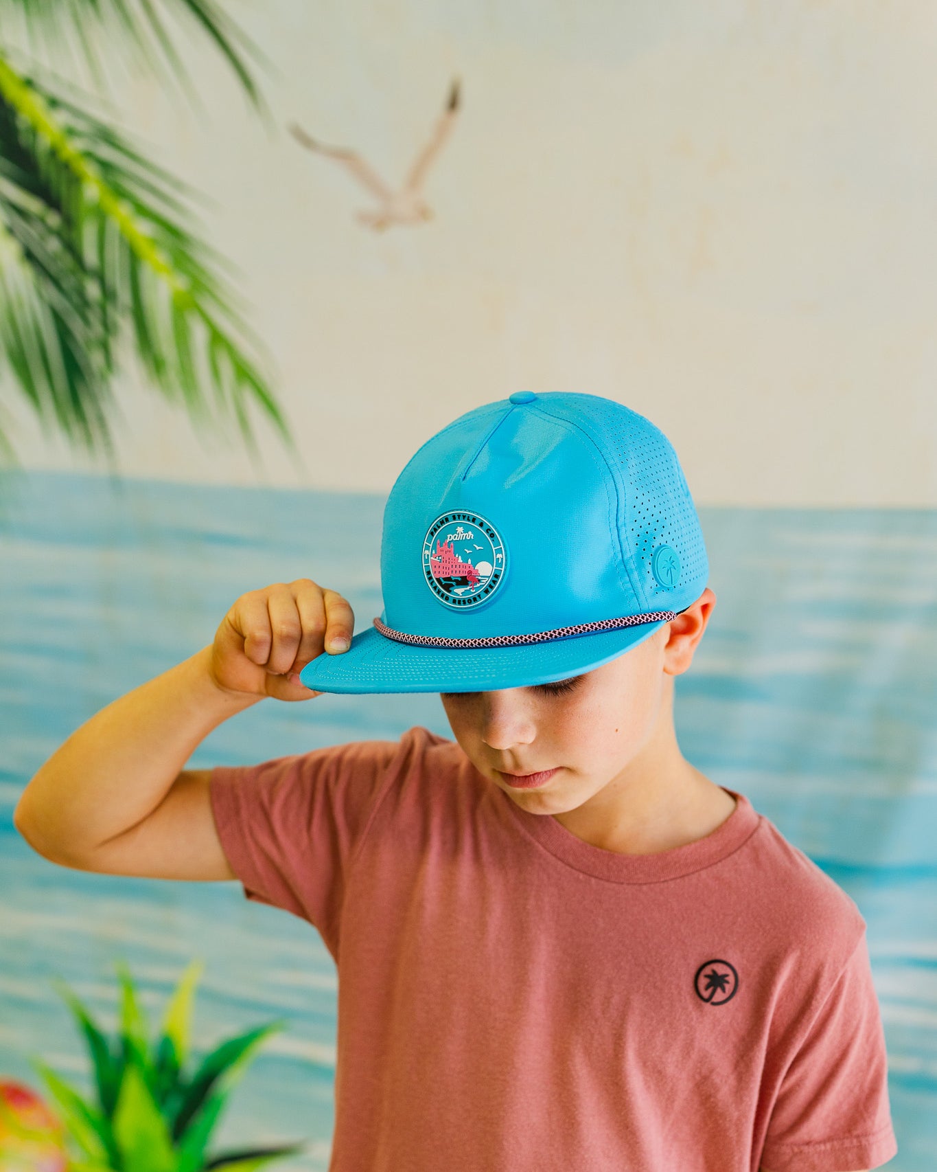Palmr Style Blue Crush Rope hat kids palm tree snapback resort wear selfcare