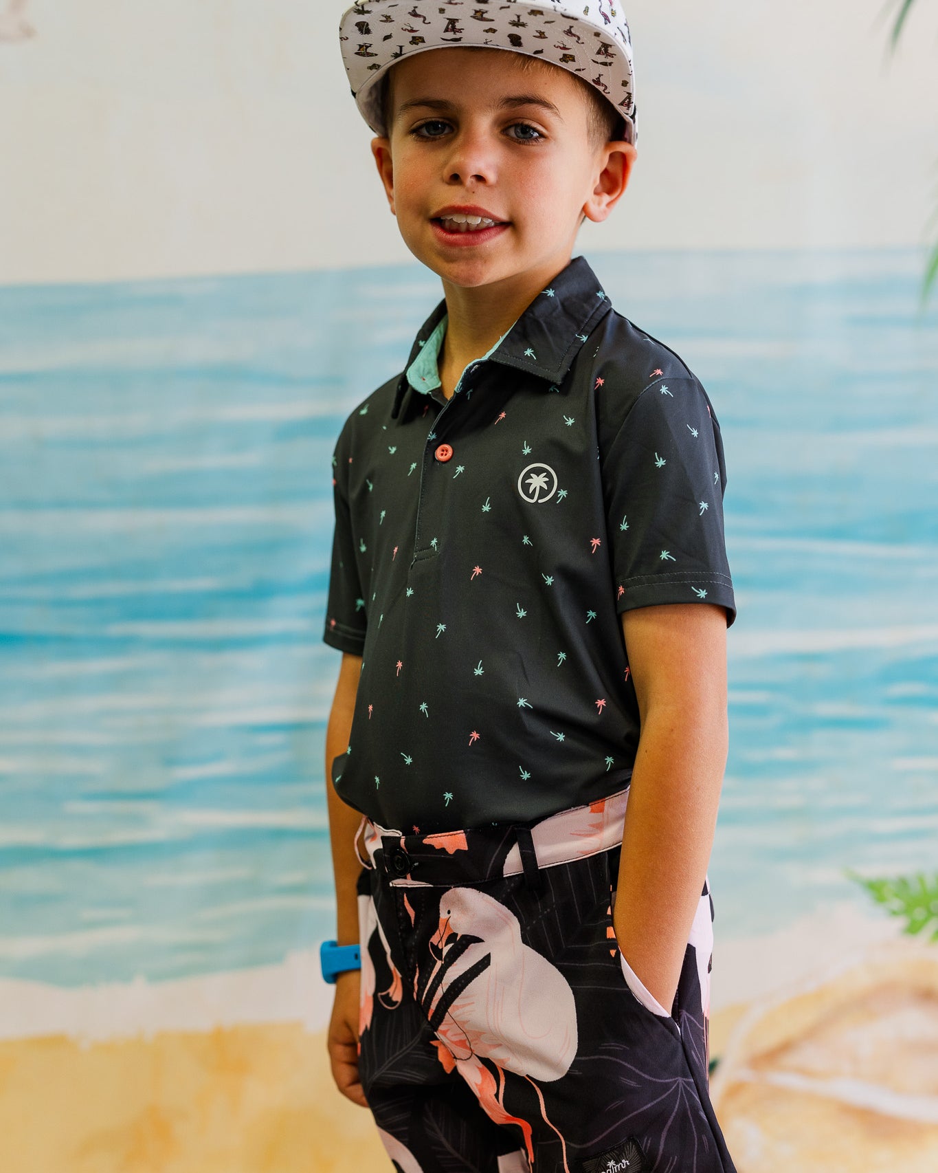 Palmr Style Kids Boys Night Flamingo Hybrid Swim Shorts boardshorts beach Resort wear Self-Care