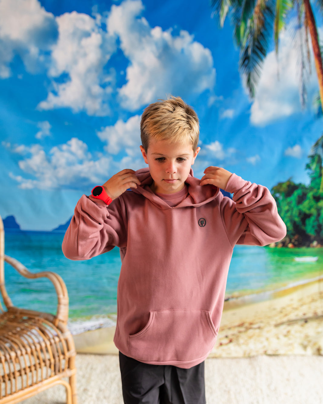 Palmr Style Kids Hyper Hoodie Mauve Soft Long Sleeve Palm Tree Resort wear Self-Care
