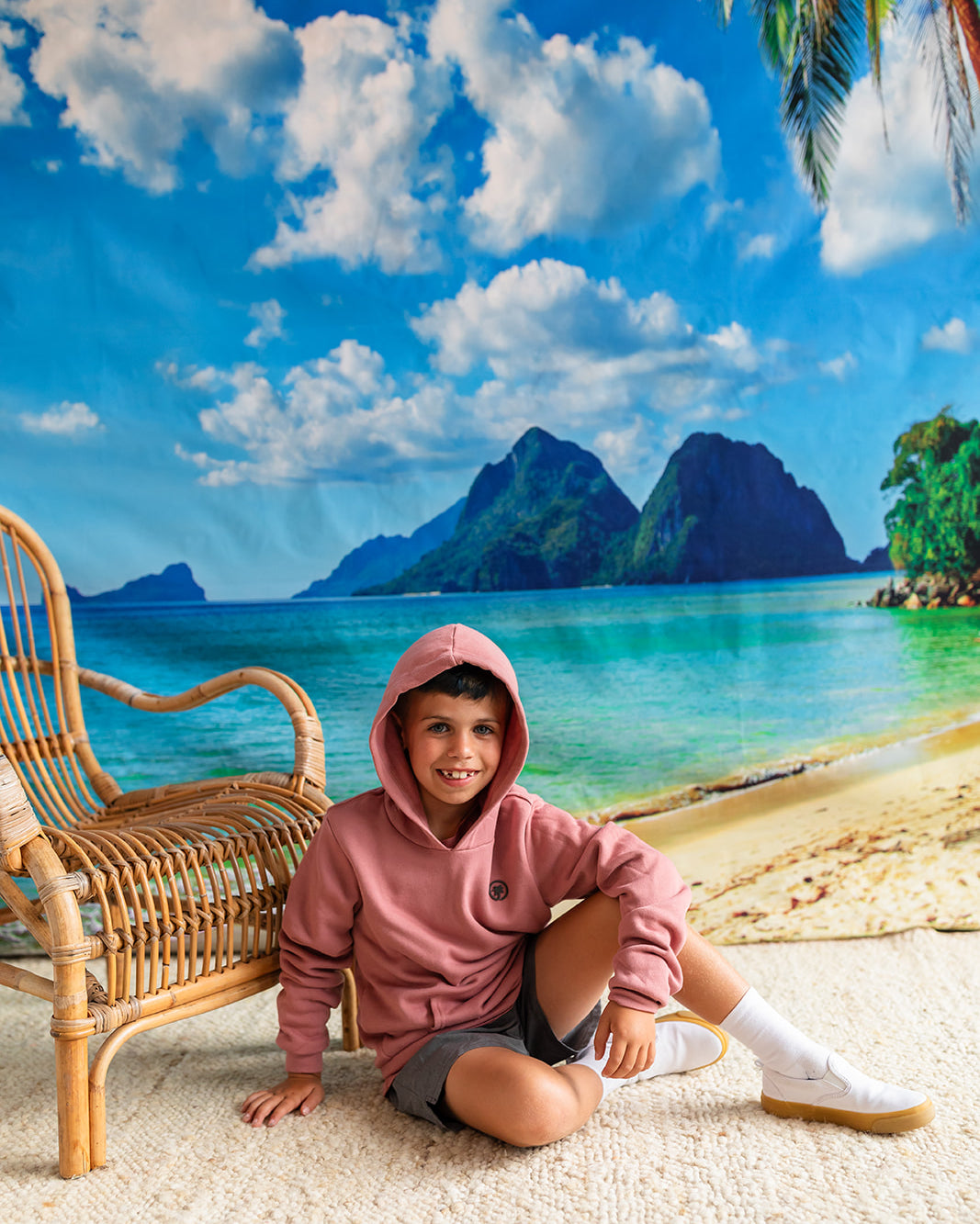 Palmr Style Kids Hyper Hoodie Mauve Soft Long Sleeve Palm Tree Resort wear Self-Care