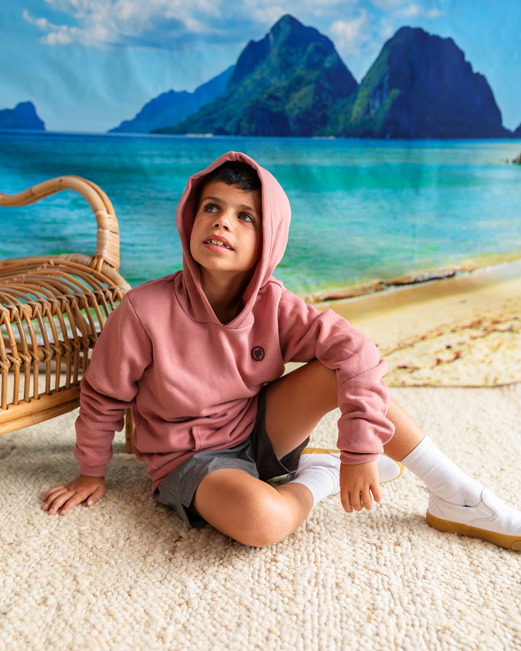 Palmr Style Kids Hyper Hoodie Mauve Soft Long Sleeve Palm Tree Resort wear Self-Care