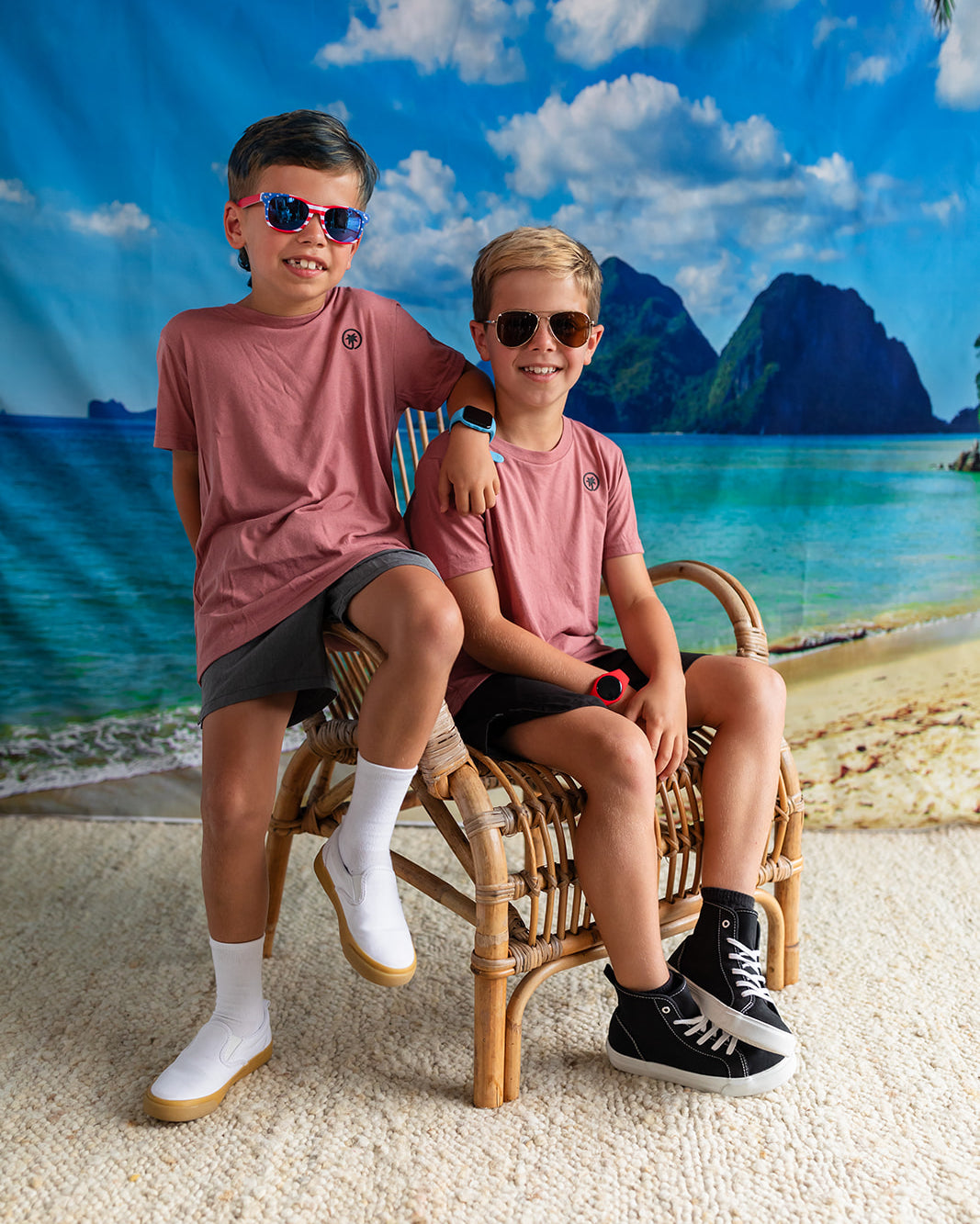 Palmr Style Kids Hyper Tee Shirt Mauve Triblend Soft Short Sleeve Palm Tree Resort wear Self-Care