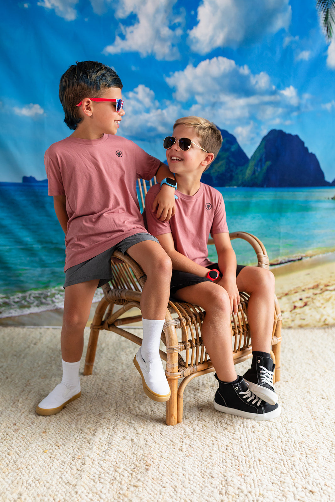 Palmr Style Kids Hyper Tee Shirt Mauve Triblend Soft Short Sleeve Palm Tree Resort wear Self-Care