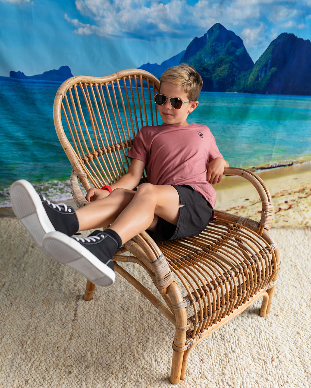 Palmr Style Kids Hyper Tee Shirt Mauve Triblend Soft Short Sleeve Palm Tree Resort wear Self-Care