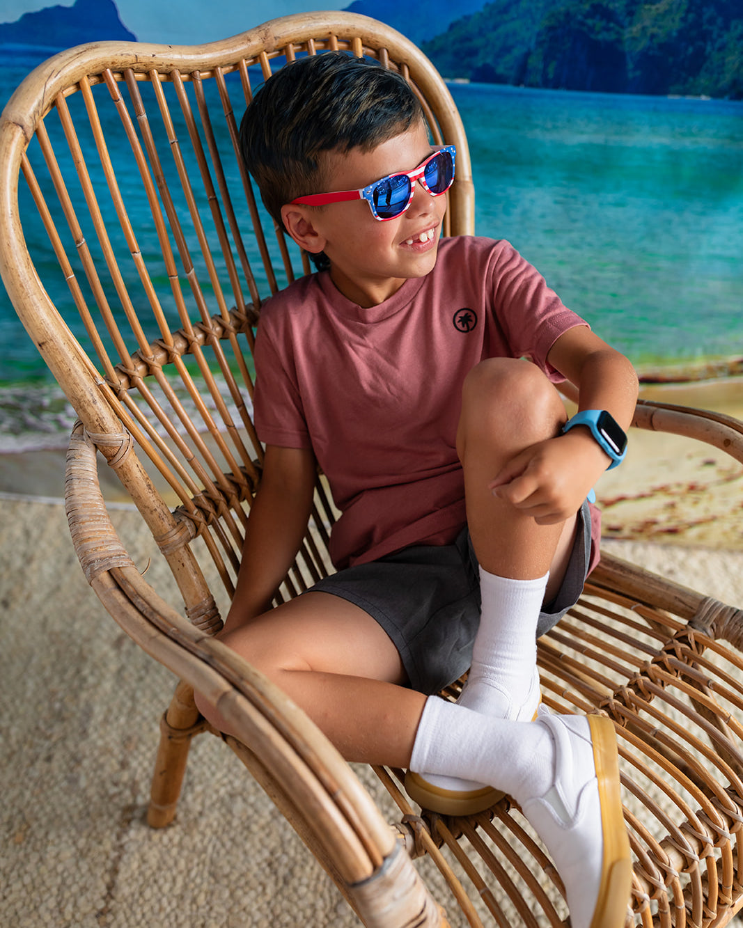 Palmr Style Kids Hyper Tee Shirt Mauve Triblend Soft Short Sleeve Palm Tree Resort wear Self-Care