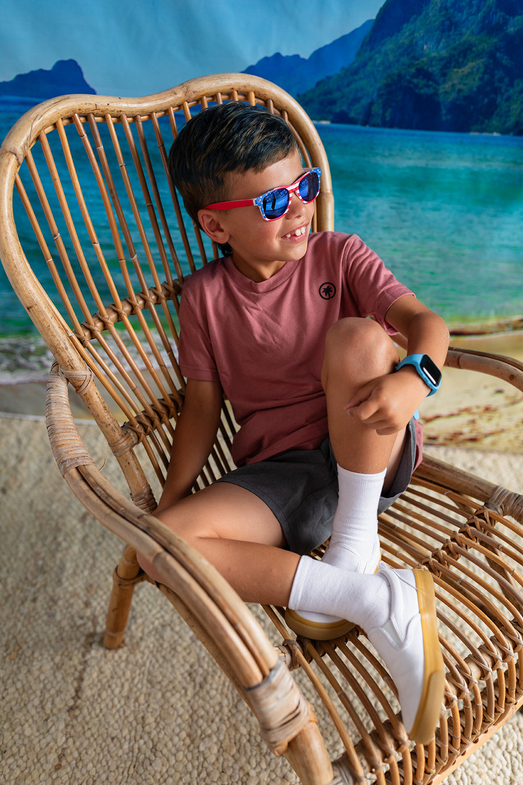 Palmr Style Kids Hyper Tee Shirt Mauve Triblend Soft Short Sleeve Palm Tree Resort wear Self-Care