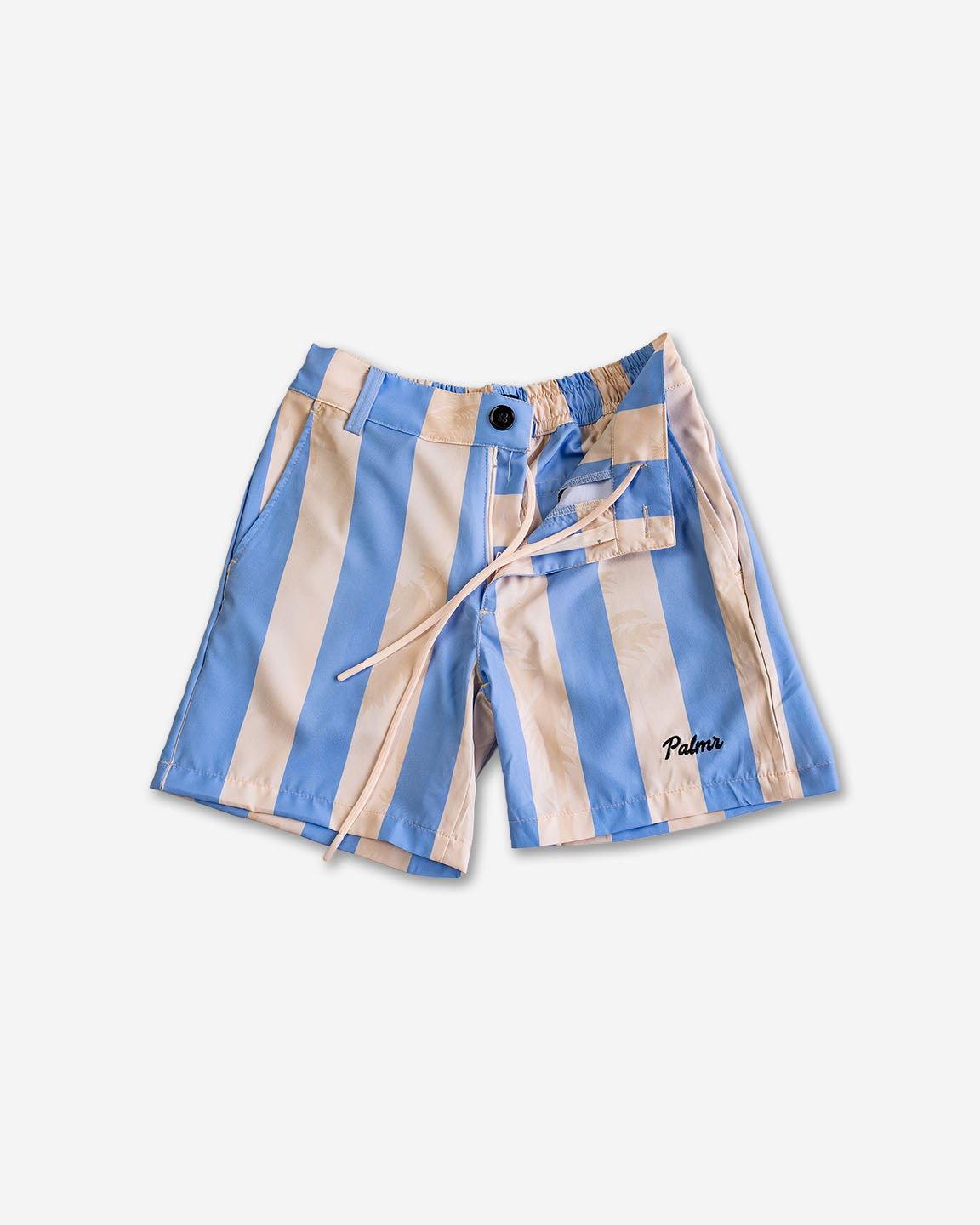 Palmr Style Kids Ronnie Hybrid Swim Shorts Blue Tan Stripe Palm Resort Wear