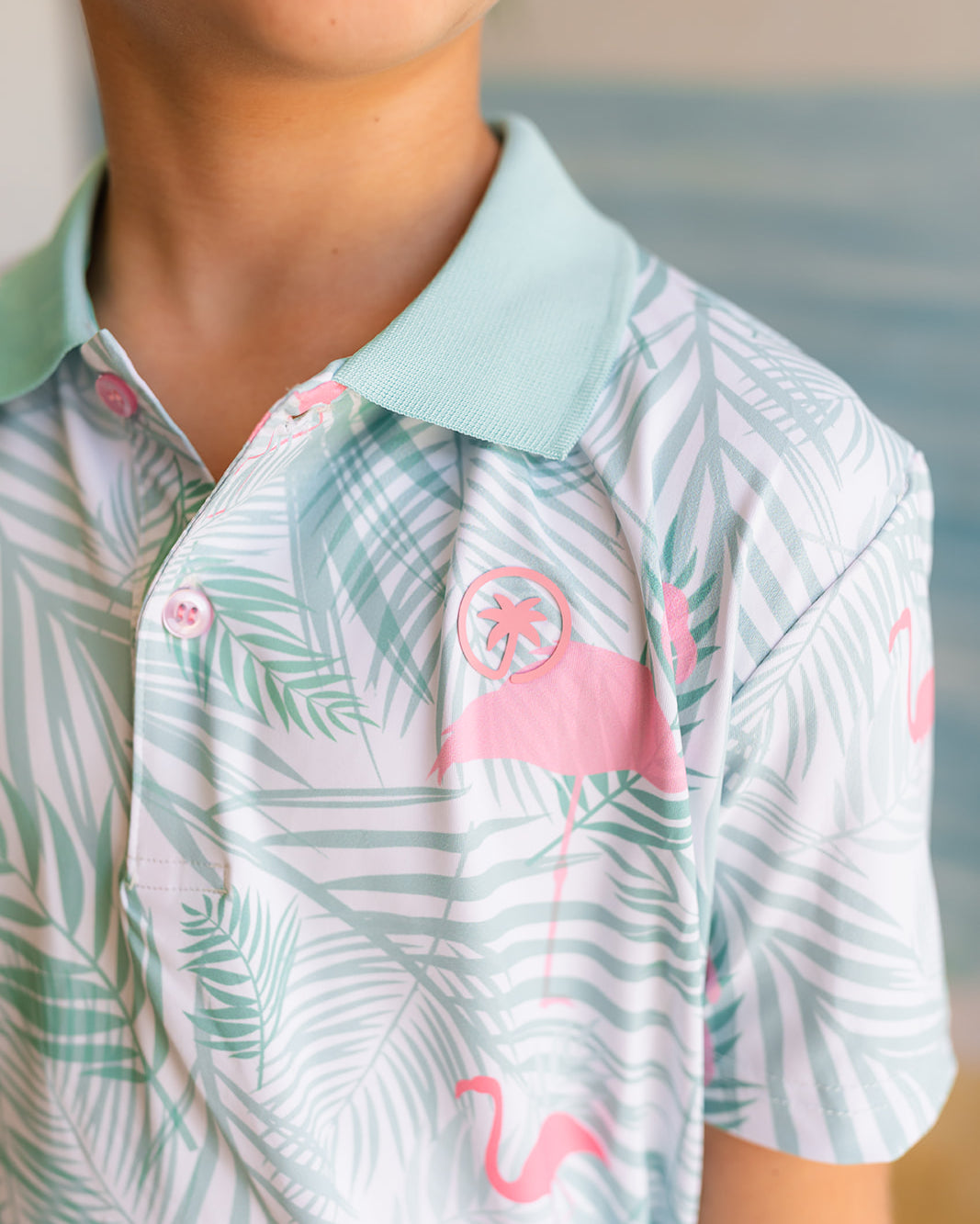 Palmr Style Kids island breeze Polos White Palm Tree Resort Wear Selfcare T1D type1diabetes