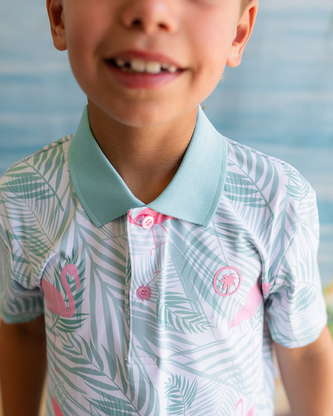 Palmr Style Kids island breeze Polos White Palm Tree Resort Wear Selfcare T1D type1diabetes