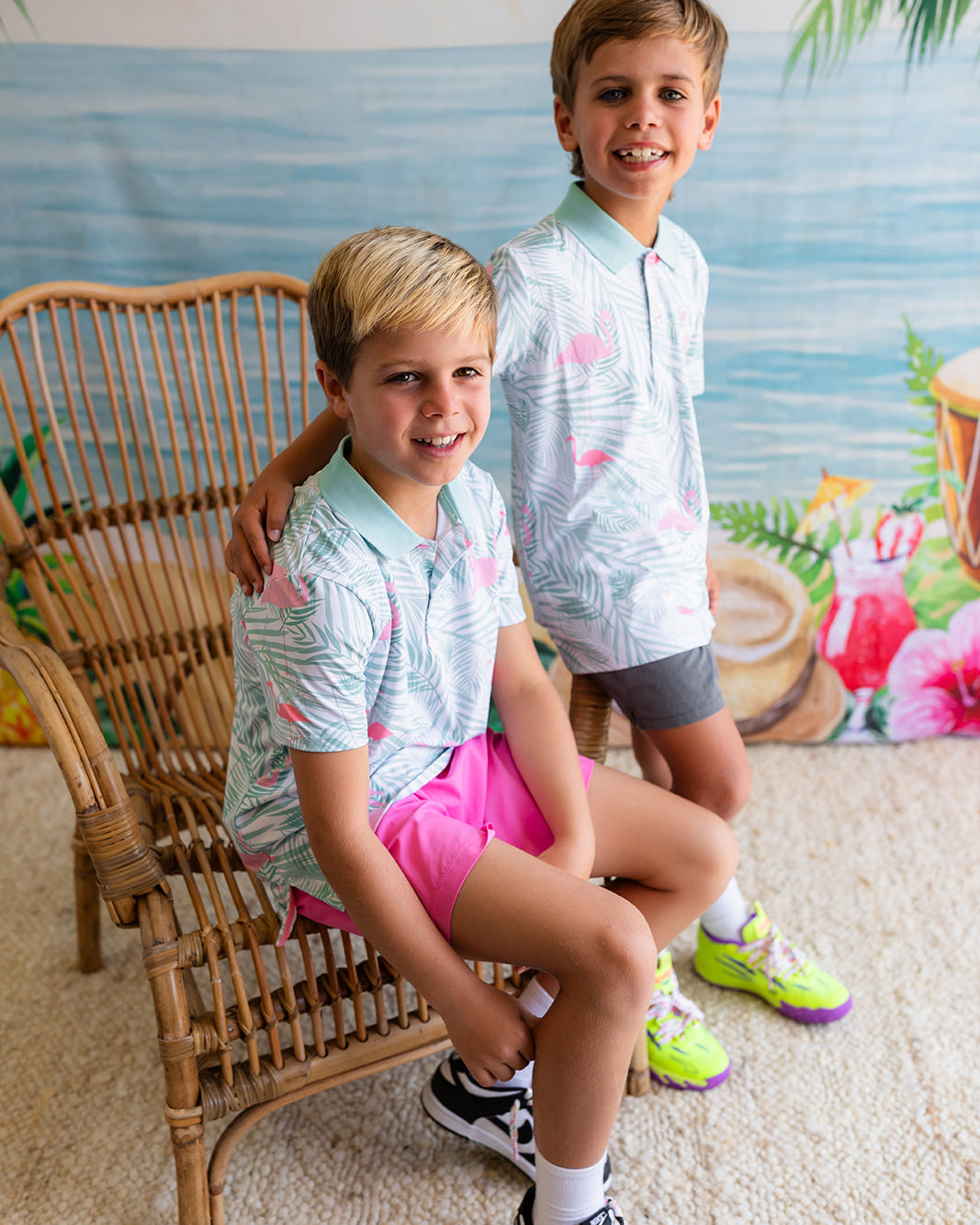 Palmr Style Kids island breeze Polos White Palm Tree Resort Wear Selfcare T1D type1diabetes