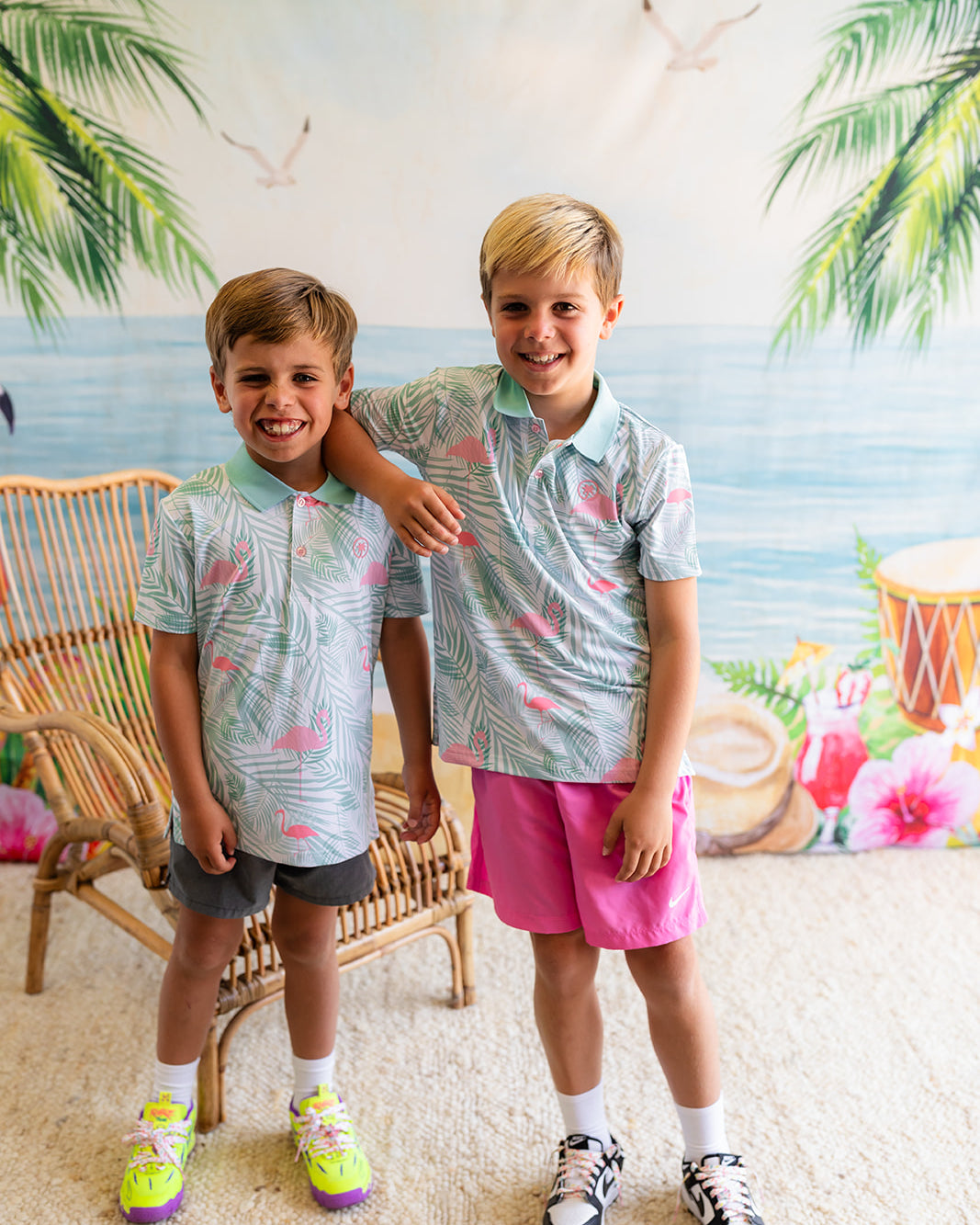 Palmr Style Kids island breeze Polos White Palm Tree Resort Wear Selfcare T1D type1diabetes