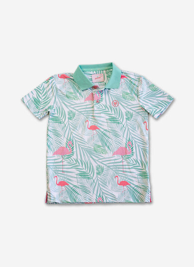 Palmr Style Kids island breeze Polos White Palm Tree Resort Wear Selfcare T1D type1diabetes