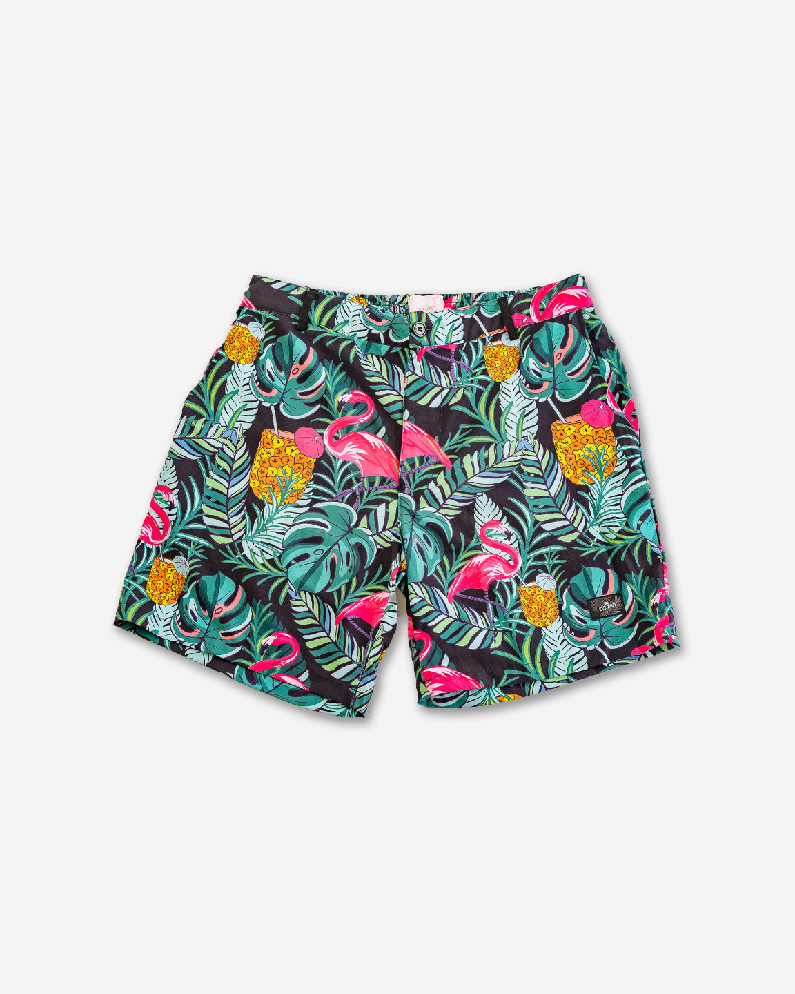 Palmr Style Baha Palm Hybrid Swim Shorts Mens Black Green Palm Leaf Flamingo Pineapple boardshorts beach bar Resort wear Self-Care