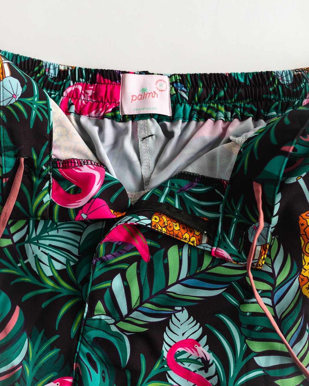 Palmr Style Baha Palm Hybrid Swim Shorts Mens Black Green Palm Leaf Flamingo Pineapple boardshorts beach bar Resort wear Self-Care