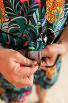 Palmr Style Baha Palm botton up short sleeve hawaiian shirt Mens Black Green Palm Leaf Flamingo Pineapple beach Resort wear Self-Care Sunglasses cleaner