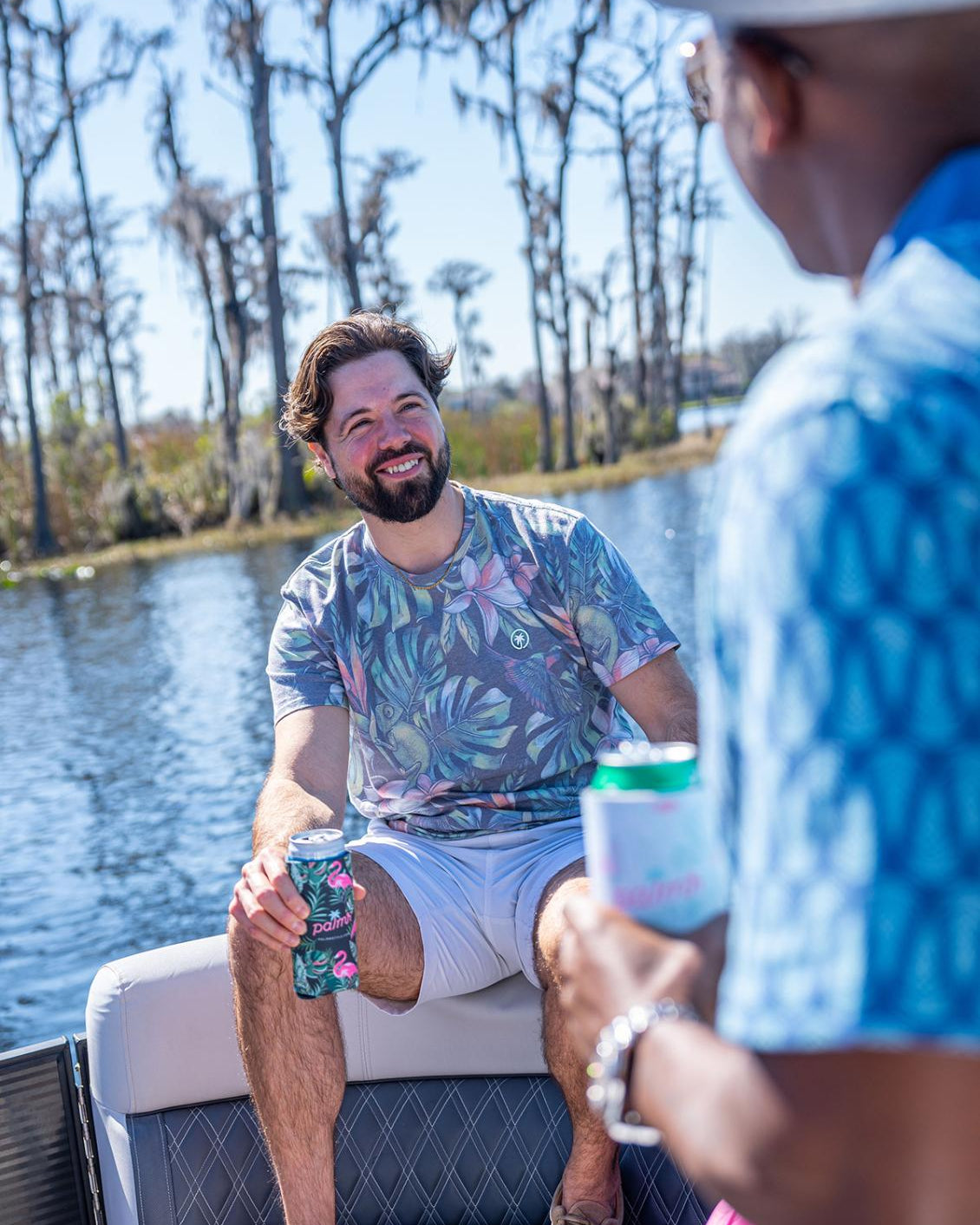 Palmr Style Mens Chameleon Karma Tee Shirt Tropical Short Sleeve Palm Tree Resort wear Self-Care