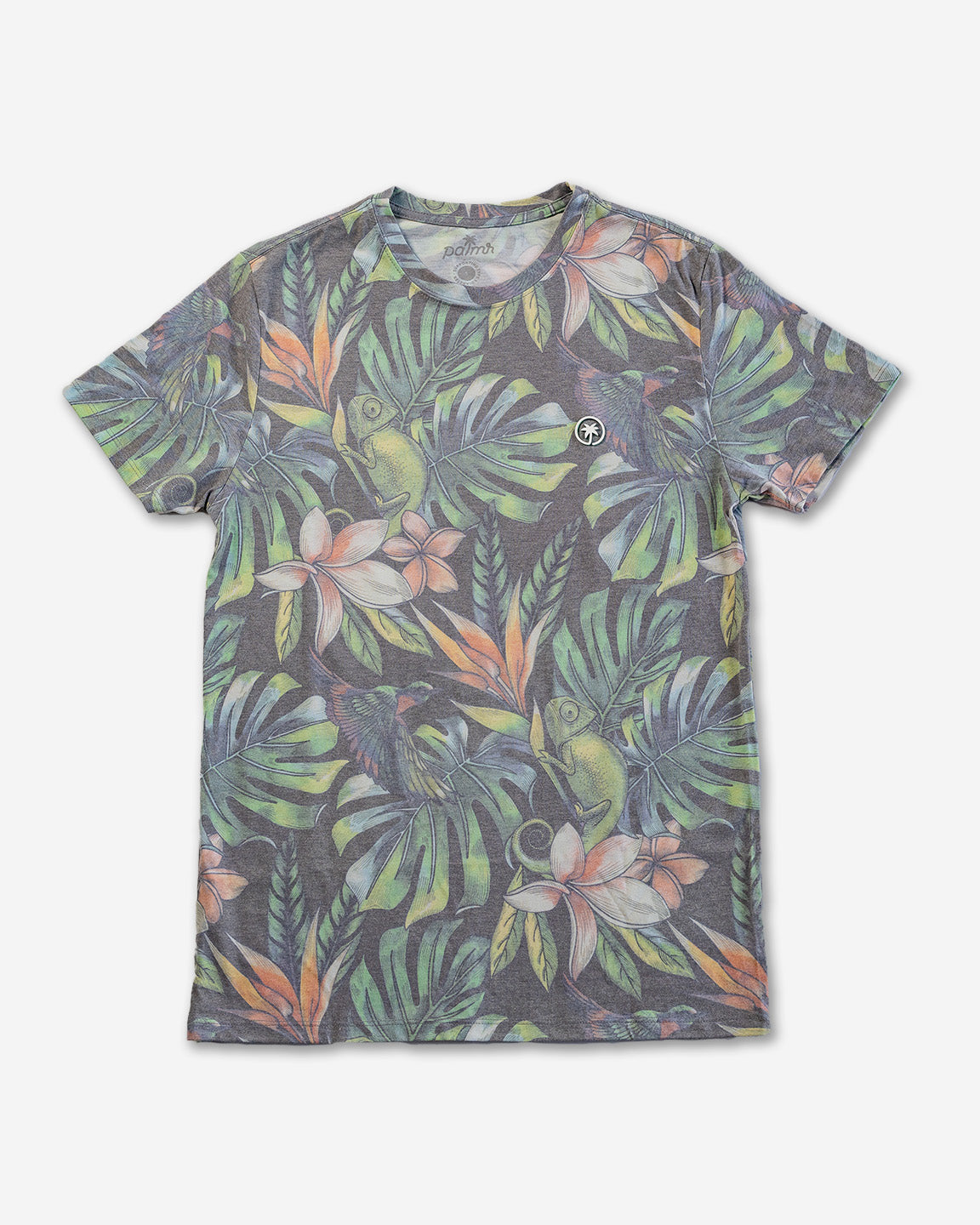 Palmr Style Mens Chameleon Karma Tee Shirt Tropical Short Sleeve Palm Tree Resort wear Self-Care