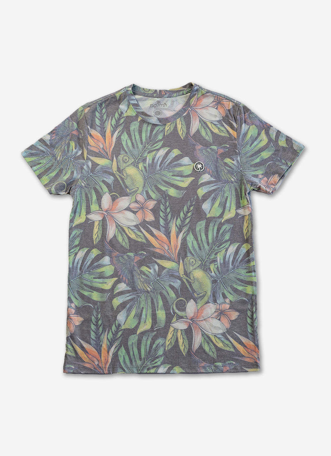 Palmr Style Mens Chameleon Karma Tee Shirt Tropical Short Sleeve Palm Tree Resort wear Self-Care