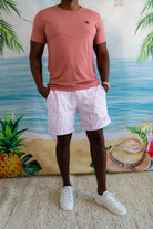 Palmr Style Flamingo Sunrise Hybrid Swim Shorts Mens white boardshorts beach bar Resort wear Self-Care