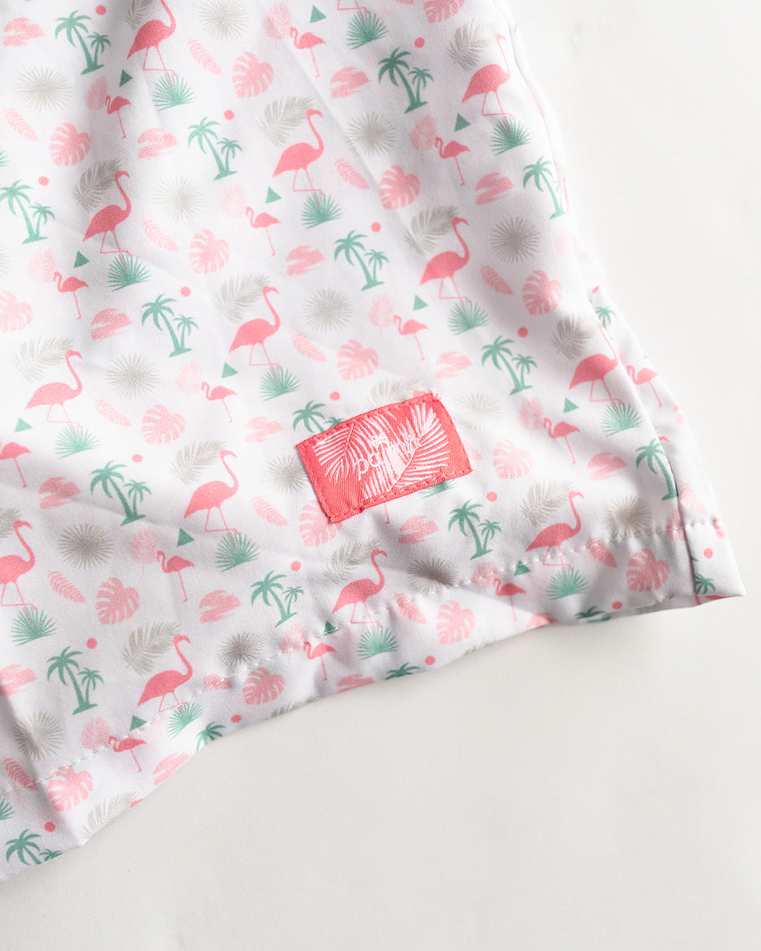 Palmr Style Flamingo Sunrise Hybrid Swim Shorts Mens white boardshorts beach bar Resort wear Self-Care