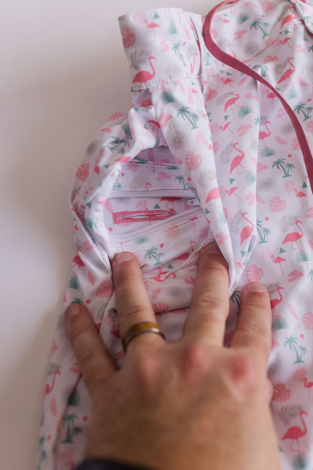 Palmr Style Flamingo Sunrise Hybrid Swim Shorts Mens white boardshorts beach bar Resort wear Self-Care