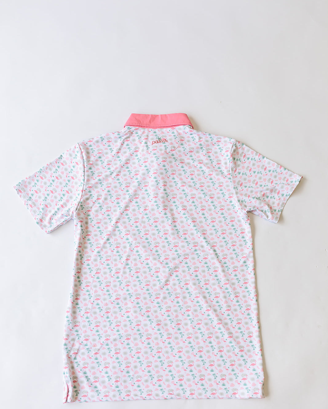 AnPalmr Style Mens Flamingo Sunrise Polos White Palm Tree Resort Wear Self-care T1D type 1 diabetes